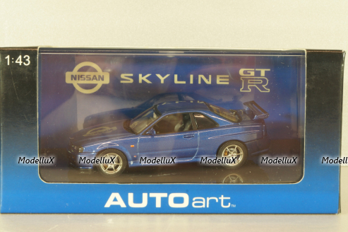 Nissan Skyline GTR R34 1999 blue, 57301, AutoArt 1:43