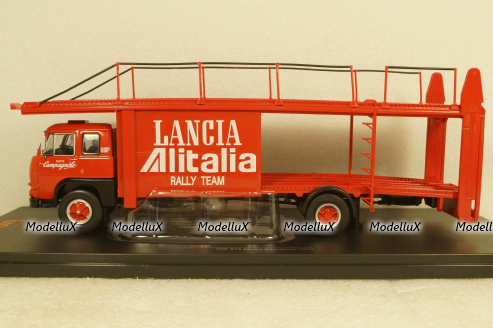 Fiat 673 Race Car Transporter 1976 Lancia Alitalia Rally Team, TRU037, IXO 1:43