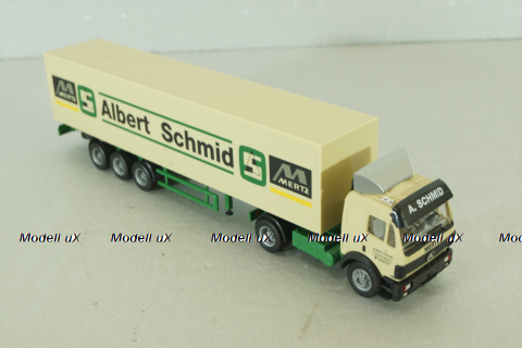 Mercedes SK 1735 LS tractor with semi-trailer "Albert Schmid" 1992, beige, 22973, Herpa 1:87