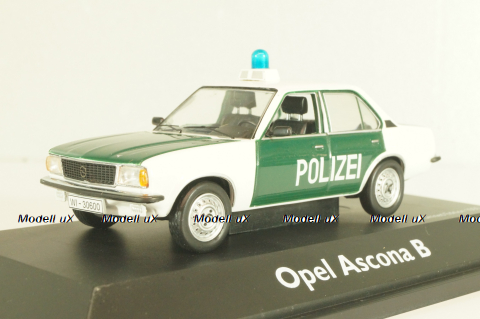 Opel Ascona B Polizei 1976, green/white, 03294, Schuco 1:43