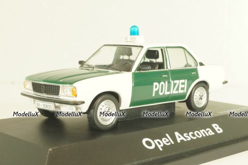 Opel Ascona B Polizei 1976, green/white, 03294, Schuco 1:43
