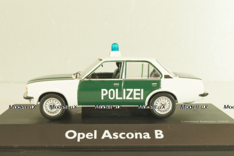 Opel Ascona B Polizei 1976, green/white, 03294, Schuco 1:43