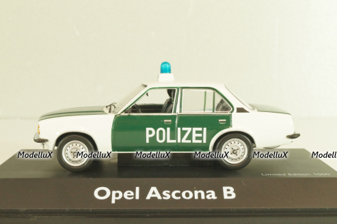 Opel Ascona B Polizei 1976, green/white, 03294, Schuco 1:43