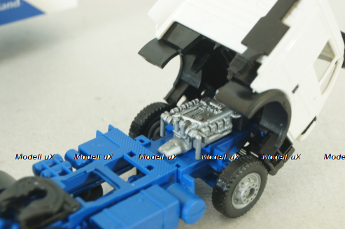 Mercedes SK 1850 LS tractor with semi-trailer "Fahrerschulung" 1994, blue/white, Herpa 1:87