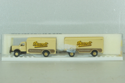 Henschel HS 140 with trailer Brandt, beige, 7314, Brekina 1:87