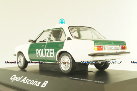 Opel Ascona B Polizei 1976, green/white, 03294, Schuco 1:43