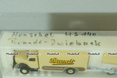 Henschel HS 140 with trailer Brandt, beige, 7314, Brekina 1:87