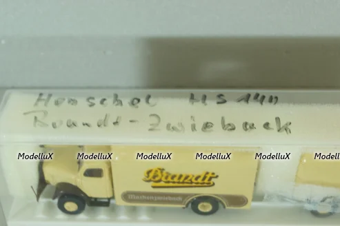 Henschel HS 140 with trailer Brandt, beige, 7314, Brekina 1:87