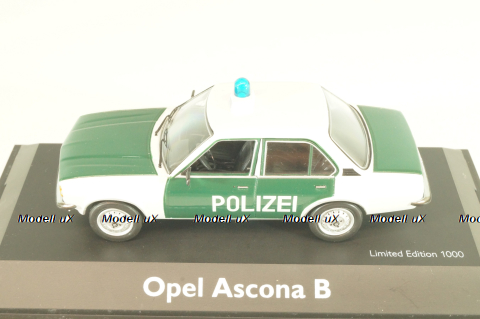 Opel Ascona B Polizei 1976, green/white, 03294, Schuco 1:43
