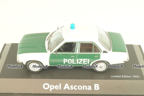 Opel Ascona B Polizei 1976, green/white, 03294, Schuco 1:43
