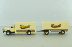 Henschel HS 140 with trailer Brandt, beige, 7314, Brekina 1:87