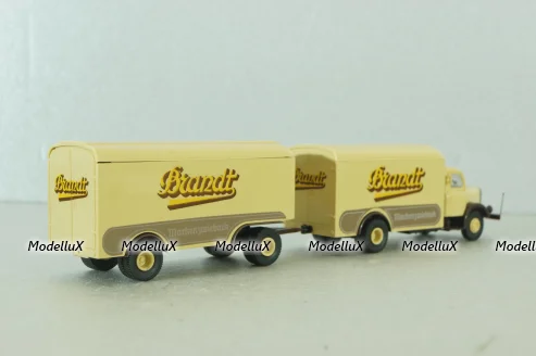 Henschel HS 140 with trailer Brandt, beige, 7314, Brekina 1:87