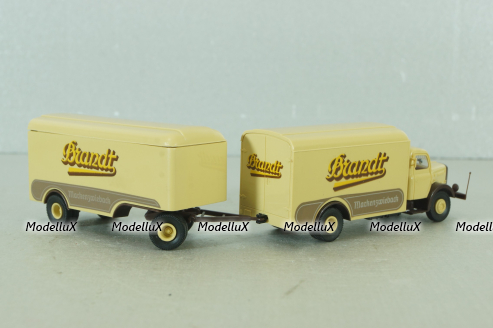 Henschel HS 140 with trailer Brandt, beige, 7314, Brekina 1:87