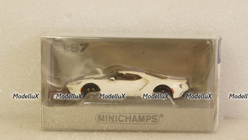 Ford GT 2018 white/blue, 870088020, Minichamps 1:87