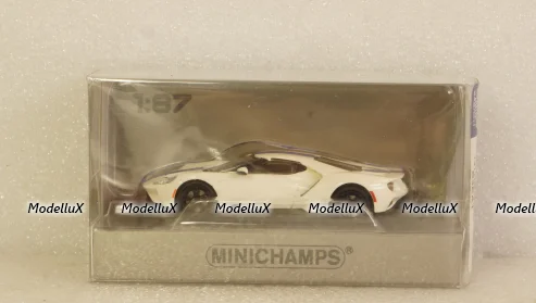 Ford GT 2018 white/blue, 870088020, Minichamps 1:87