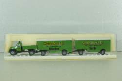 Magirus Mercur with 2 trailer Schenker, green, 4258, Brekina 1:87