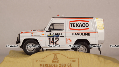 MERCEDES 280 GE # 142 - J. ICKX - C. BRASSEUR - DAKAR 1983, Norev 1:43 Уценка!