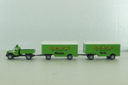 Magirus Mercur with 2 trailer Schenker, green, 4258, Brekina 1:87