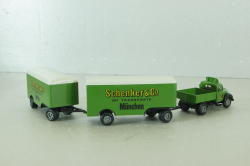 Magirus Mercur with 2 trailer Schenker, green, 4258, Brekina 1:87