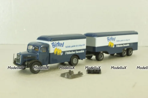 MAN F8 with trailer 3-axel, Birkel, blue, 7216 , Brekina 1:87