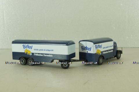 MAN F8 with trailer 3-axel, Birkel, blue, 7216 , Brekina 1:87