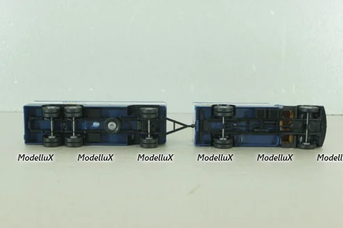 MAN F8 with trailer 3-axel, Birkel, blue, 7216 , Brekina 1:87
