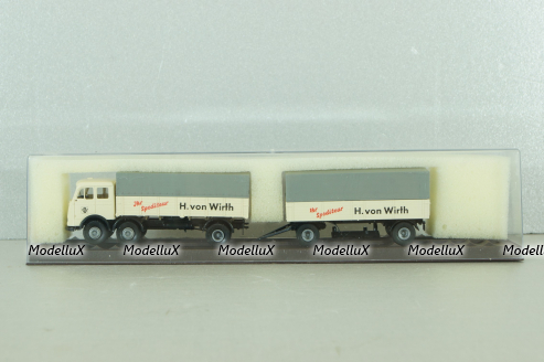 Mercedes LP 333 with trailer, H. von Wirth, white, 7528, Brekina 1:87