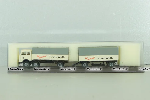 Mercedes LP 333 with trailer, H. von Wirth, white, 7528, Brekina 1:87