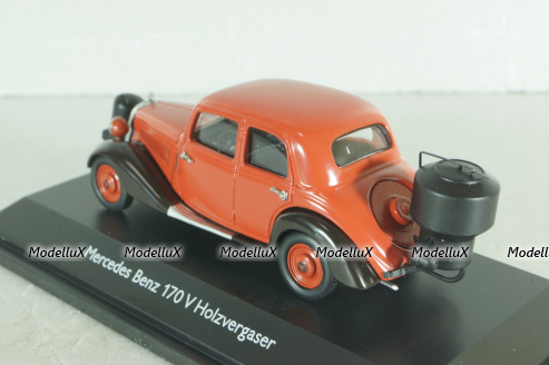 Mercedes-Benz 170V (W136) with Wood Gasifier 1937, red, 450246600, Schuco 1:43