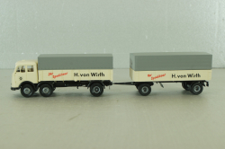 Mercedes LP 333 with trailer, H. von Wirth, white, 7528, Brekina 1:87