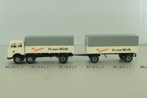 Mercedes LP 333 with trailer, H. von Wirth, white, 7528, Brekina 1:87