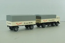 Mercedes LP 333 with trailer, H. von Wirth, white, 7528, Brekina 1:87