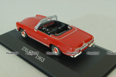 Mercedes 230 SL Roadster  (W113) 1963, red, MBOMS003, Altaya, Mercedes-Benz Offizielle Modell Sammlung #3, 1:43