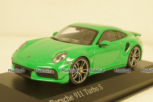 Porsche 911 (992) Turbo S Coupe Sport Design  2021, green, 410060071, Minichamps 1:43
