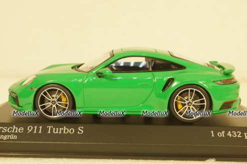 Porsche 911 (992) Turbo S Coupe Sport Design  2021, green, 410060071, Minichamps 1:43
