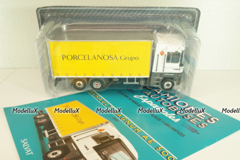 Renault AE 500 Magnum truck "Porcelanosa Grupo" 1990, white/yello, Camiones y Autobuses #94, Altaya 1:43
