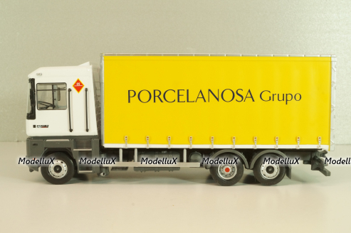 Renault AE 500 Magnum truck "Porcelanosa Grupo" 1990, white/yello, Camiones y Autobuses #94, Altaya 1:43