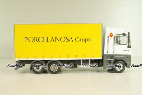 Renault AE 500 Magnum truck "Porcelanosa Grupo" 1990, white/yello, Camiones y Autobuses #94, Altaya 1:43
