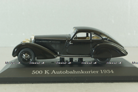 Mercedes 500 K Autobahnkurier (W29) 1934, black, MBOMS002, Altaya, Mercedes-Benz Offizielle Modell Sammlung #02, 1:43