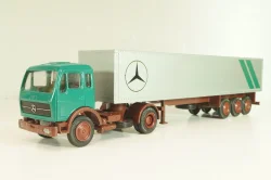 Mercedes-Benz 1632 S tractor with semi trailer "Mercedes" green/silver,  556, NZG 1:50