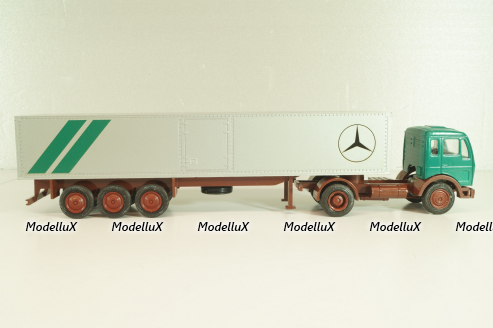 Mercedes-Benz 1632 S tractor with semi trailer "Mercedes" green/silver,  556, NZG 1:50