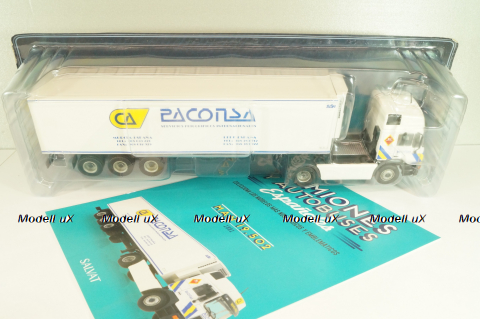 Man 19.502 truck with semi-trailer "Paconsa" 1991 white, Camiones y Autobuses #77, Altaya 1:43
