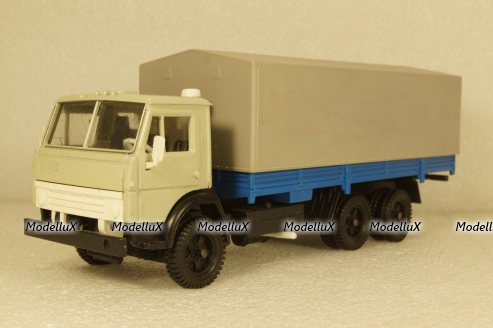 Камаз-5320 бортовой с тентом, серый/синий, Арек 1:43