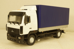 МАЗ-5340 бортовой с тентом, белый/синий, 101180, АвтоИстория 1:43
