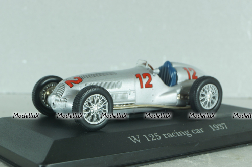 Mercedes-Benz W125 750-kg #12, R. Caracciola, F1 racing car 1937, silver, MBOMS041, Altaya, Mercedes-Benz Offizielle Modell Sammlung #41, 1:43