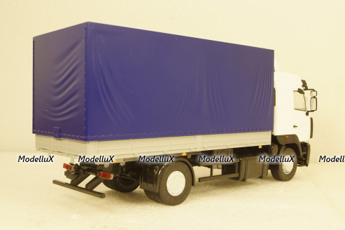 МАЗ-5340 бортовой с тентом, белый/синий, 101180, АвтоИстория 1:43