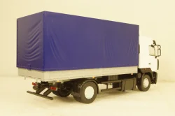 МАЗ-5340 бортовой с тентом, белый/синий, 101180, АвтоИстория 1:43