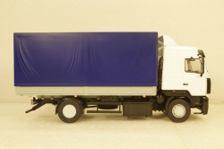 МАЗ-5340 бортовой с тентом, белый/синий, 101180, АвтоИстория 1:43