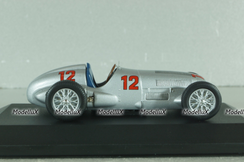 Mercedes-Benz W125 750-kg #12, R. Caracciola, F1 racing car 1937, silver, MBOMS041, Altaya, Mercedes-Benz Offizielle Modell Sammlung #41, 1:43