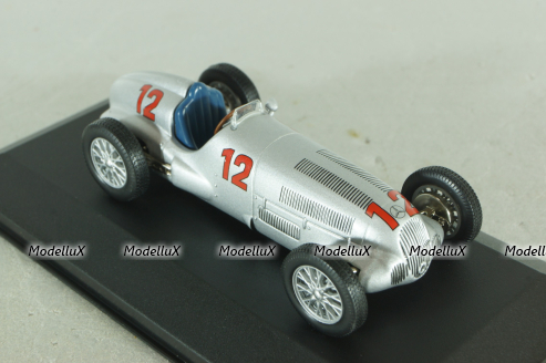 Mercedes-Benz W125 750-kg #12, R. Caracciola, F1 racing car 1937, silver, MBOMS041, Altaya, Mercedes-Benz Offizielle Modell Sammlung #41, 1:43